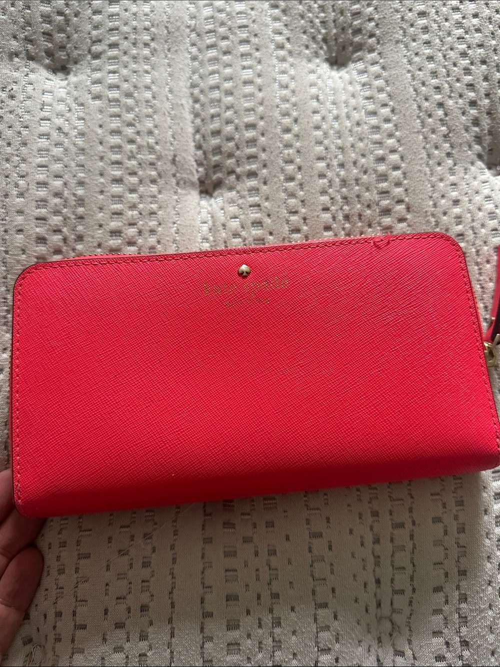Kate Spade bright coral Saffiano Zip-Around Women’s Wallet